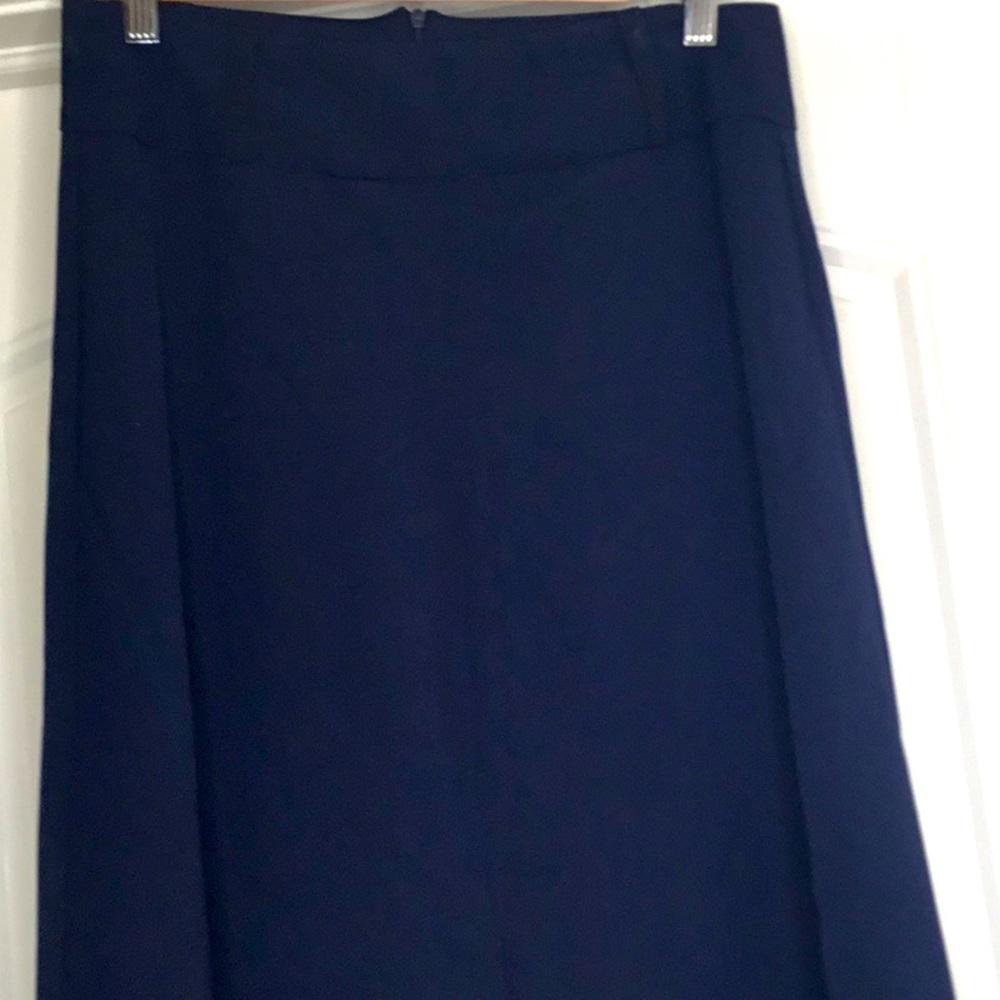 Wall Street Navy Blue Maxi Skirt with Front Pleat